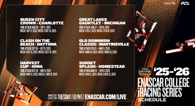 Visit 2025-2026 eNASCAR College iRacing Series Schedule Announced page