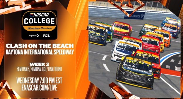 Visit 2025-26 eNASCAR College iRacing Series | Clash on the Beach | Week 2 Tournament Preview page