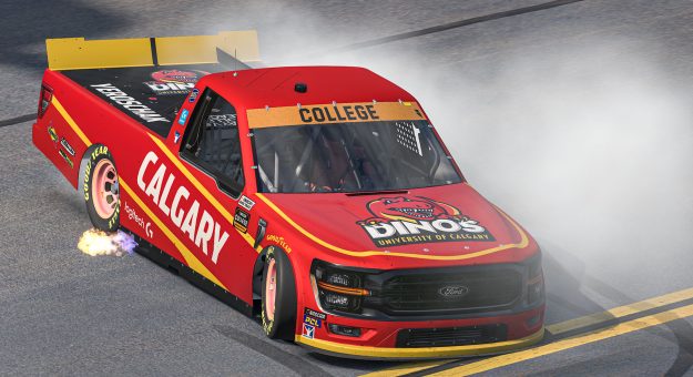Visit eNASCAR College iRacing Series | Calgary’s Connor Yeroschak survives and wins Clash on the Beach page